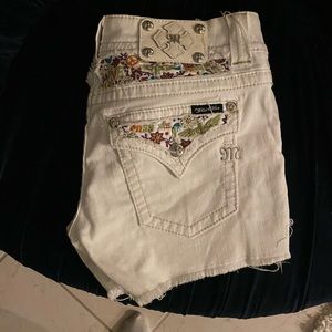 Miss me white denim shorts